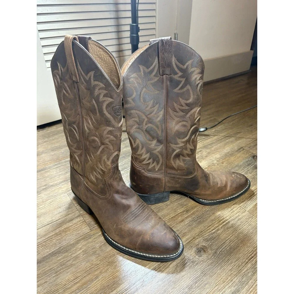 Ariat Mens 34725 Heritage R Toe Western Leather Pull On Cowboy Boots Size 11 D